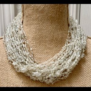 Multi strand crystal beaded statement necklace